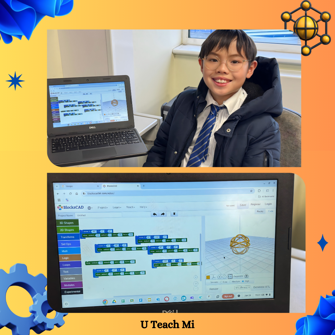 U Teach Mi student proudly showing his Scratch project